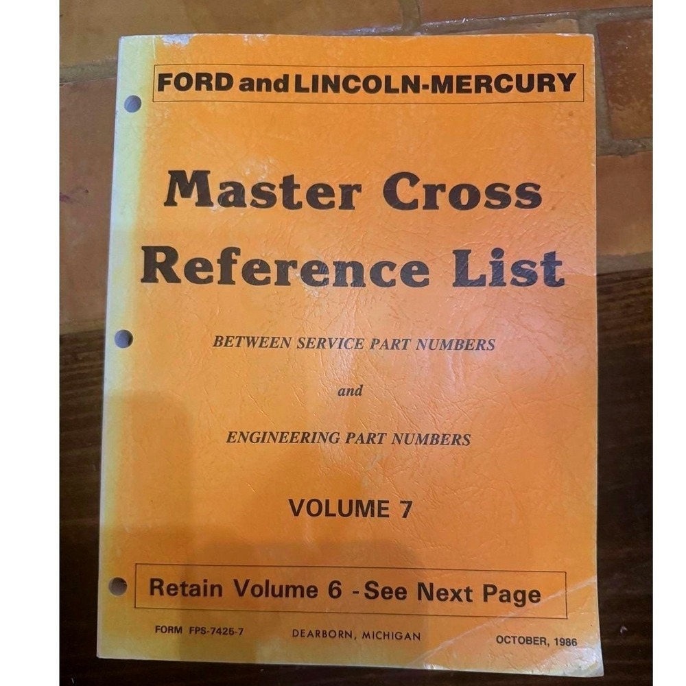 1986 Ford Lincoln Mercury Master Cross Reference List Vol7 Motorcraft FPS-7425-7 - Picture 4 of 8
